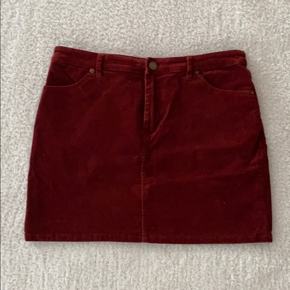 Deep Red Corduroy Mini Skirt